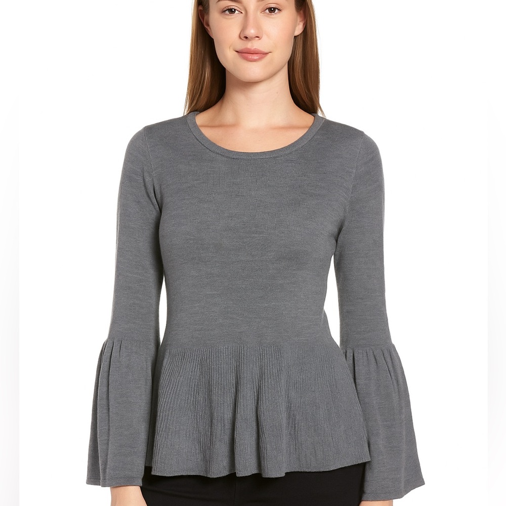 Nanette Lepore Peplum Bell Sleeve Merino Sweater L - Picture 11 of 11